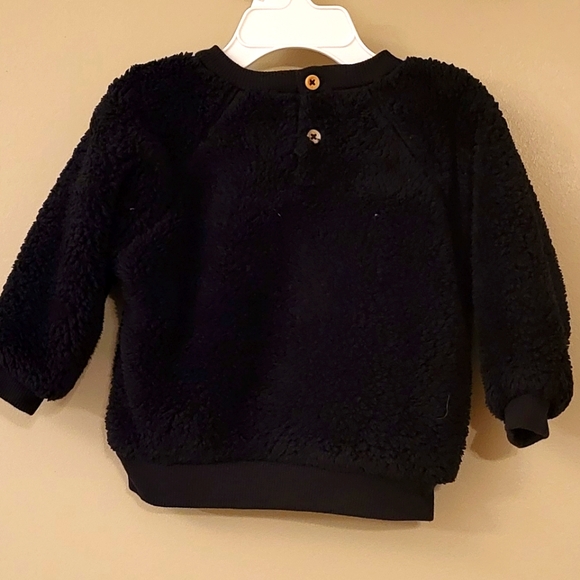 "Little Monster" black fleece embrodiered pullover sweater - Picture 2 of 4